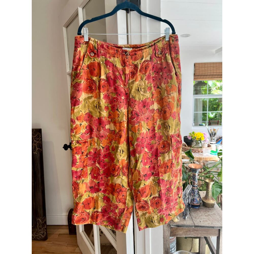 CLICK  Vintage Cropped Linen Pants, Large